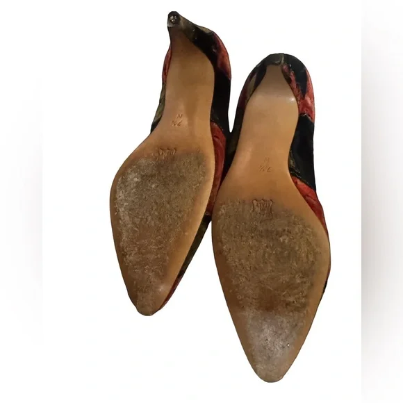 VTG Velvet Studded Rose Kitten Heel - Picture 3 of 6